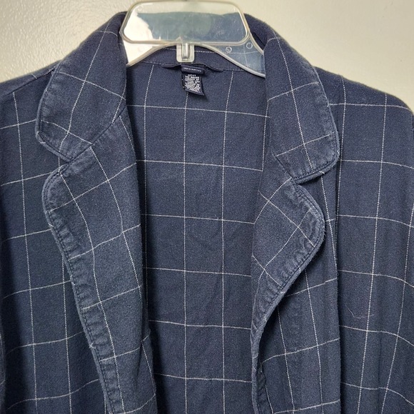 Lands End 100% Cotton‎ Flannel Blue Window Pane Men's Bathrobe 42-44 Lrg Leisure - Picture 3 of 9